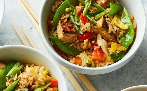Gluten Free Fried Rice With Peppers And Snow Peas