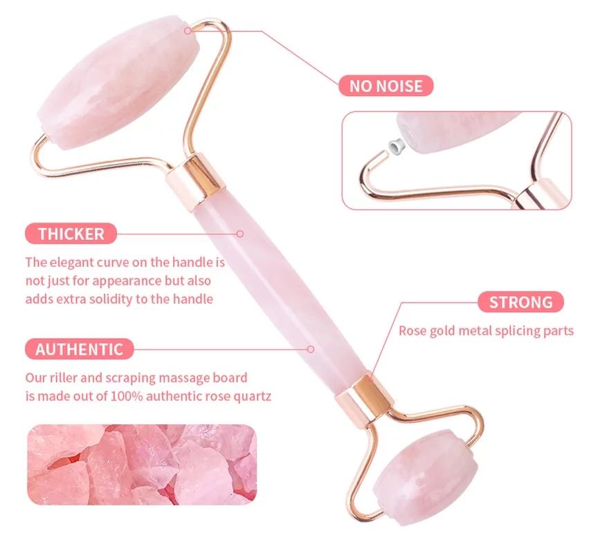 Rose Quartz Jade Roller Set
