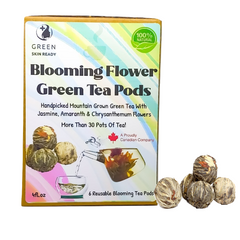 blooming tea white pouch, 30 pots of tea, 100% Canadian, Jasmine, amaranth and chrysanthemum with green tea 